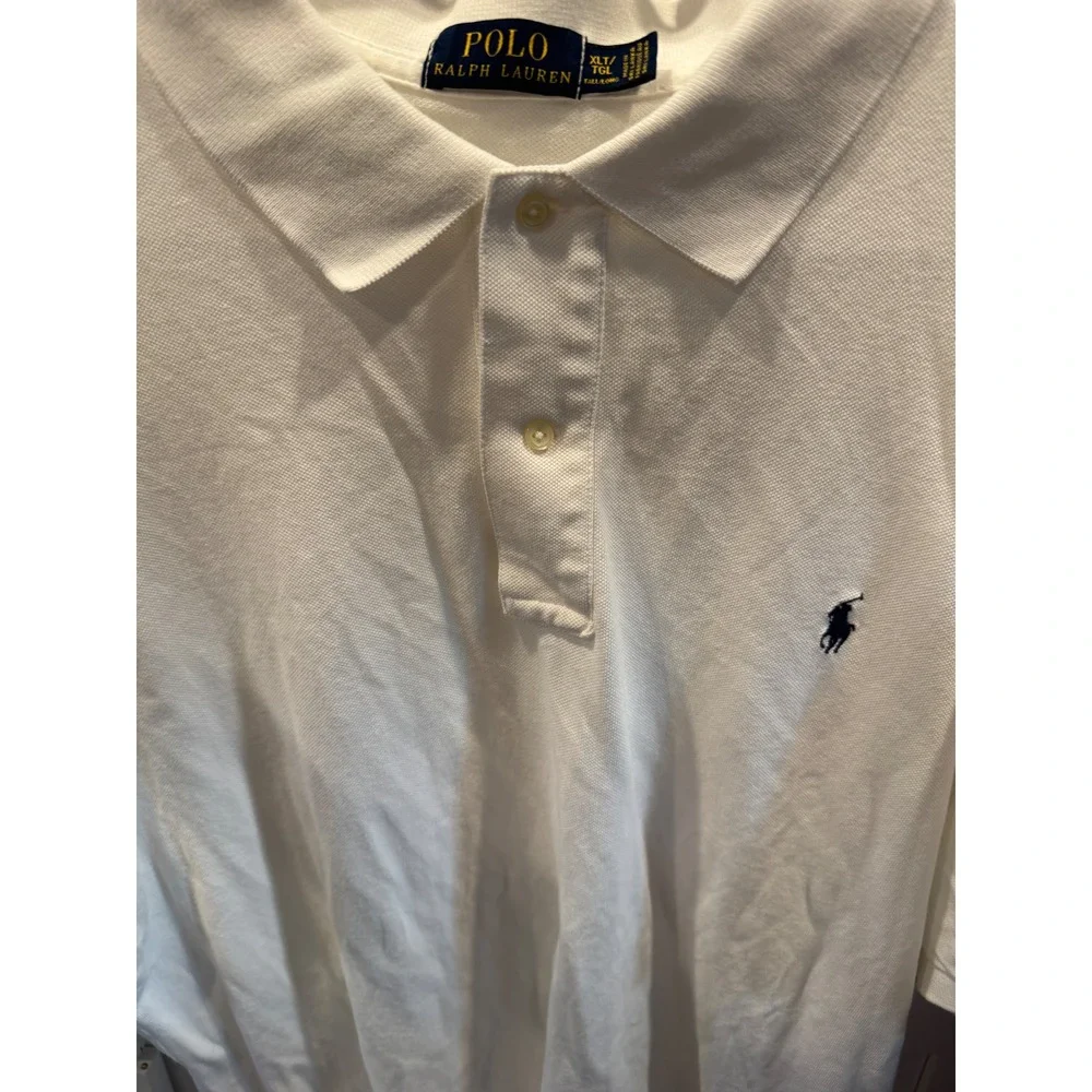 Polo Ralph Lauren Mens White Pique Cotton Short Sleeve Polo Shirt XLT Tall